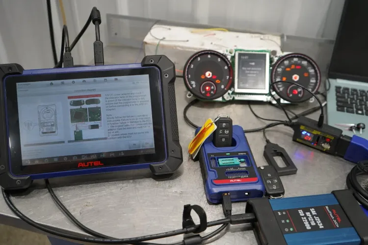 OEM key programming setup with Autel programmer